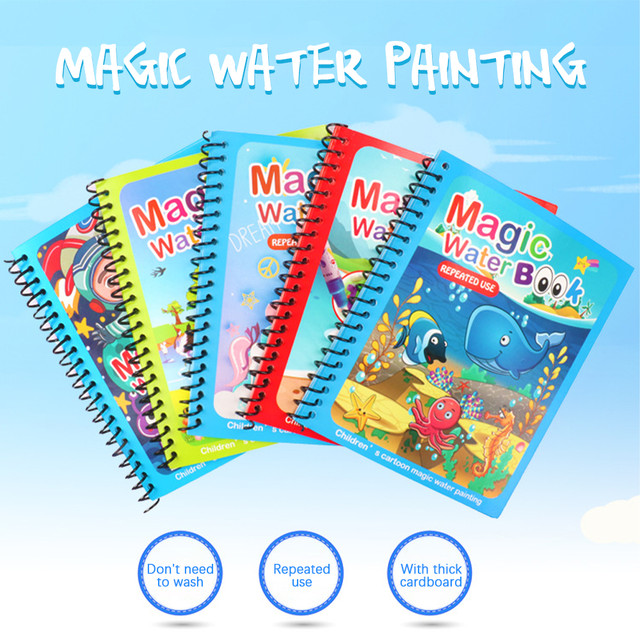 Água mágica livro pintura brochura aquarela desenho brinquedo montessori  jogos educativos para crianças criança brinquedos livro para colorir -  AliExpress